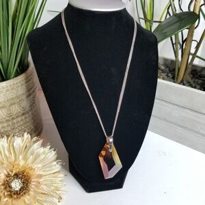 Three Chains Asymmetric Quartz Pendant